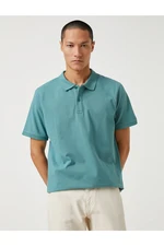 Koton Basic T-Shirt Polo Neck Button Detailed