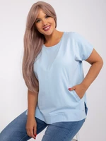 Light blue cotton blouse of larger size