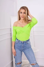 Green neon blouse with V-neck