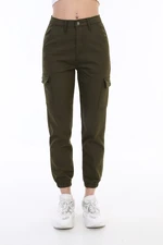 BİKELİFE Khaki Cargo Pocket Gabardine Trousers