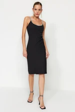 Trendyol Black Fitted Evening Dress with Shiny Stones