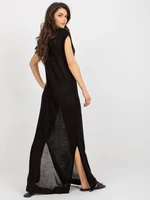 Black loose sleeveless knitted dress