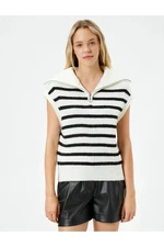 Koton Sweater Half-Zip Detail Standing Collar Sleeveless.