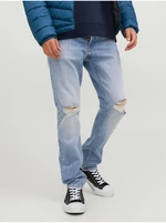 Světle modré pánské straight fit džíny Jack & Jones Tim - Pánské