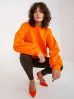 Orange basic sweatshirt with a round neckline