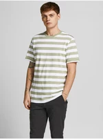 White-Green Striped T-Shirt Jack & Jones Tropic - Men