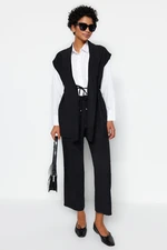 Trendyol Black Inside Tie Linen Look Kimono-Pants Woven Suit