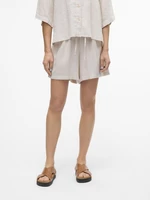 Beige women's linen shorts Vero Moda Linn