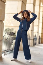 Women's sports set, dark blue sweatshirt and trousers