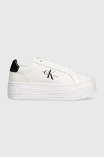 Sneakers boty Calvin Klein Jeans BOLD PLATF LOW LACE LTH ML MET bílá barva, YW0YW01431