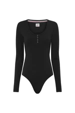 Tommy Jeans Bodysuit - TJW RIB HENLEY BODY LS black