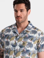 Ombre Viscose patterned men's short sleeve shirt - palm trees