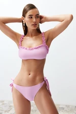 Trendyol Pink Bralette Frilled Regular Bikini Set