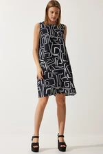 Happiness İstanbul Women's Vivid Black Patterned Summer Bell Dress