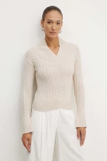 Vlnený sveter Victoria Beckham dámsky, béžová farba, tenký, 1324KJU005585A