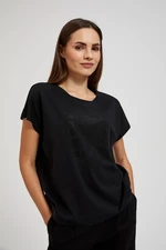 Women's blouse with rhinestones MOODO - black