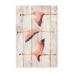 Dekoracja ścienna z drewna sosnowego Madre Selva Flying Flamingo, 60x40 cm