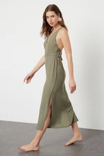 Trendyol Khaki Midi Woven Backless Beach Dress