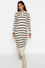 Trendyol Indigo Polo Neck Striped Knitwear Dress