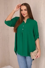 Blouse with a longer back green