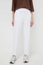 Kalhoty Max Mara Leisure dámské, bílá barva, široké, high waist, 2416781108600