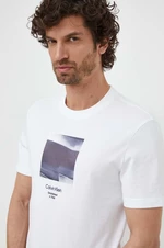Bavlněné tričko Calvin Klein béžová barva, s potiskem, K10K112488