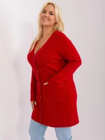 Plus size red sweater with pockets