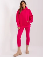 Fuchsia casual set with sweatshirt