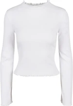 Women's ribbed turtleneck with long sleeves white