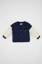 DEFACTO Baby Boy Disney Mickey & Minnie College Collar Snap Closure Seasonal Bomber Cardigan