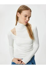 Koton Long Sleeve T-Shirt Turtleneck Window Detailed Viscose Fabric