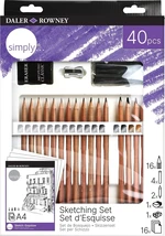 Daler Rowney Simply Sketching Pencils Estuche de lápices de artista 40 pcs