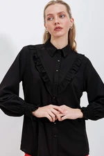 Bigdart 20223 Frilly Long Sleeve Shirt - Black