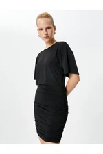 Koton Mini Dress Short Sleeve Crew Neck Draped