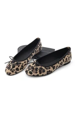 Marjin Women's Daily Ballet Flats Round Nose Ballerina Ballet Flats Adusa Leopard