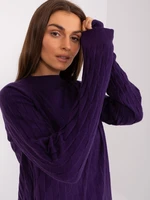 Dark purple classic sweater with a round neckline