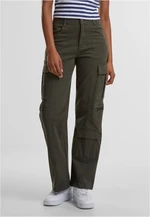 Women's Loose Utility Stretch Twill Olive Cargo Pants