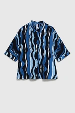 Women's shirt with MOODO pattern - navy blue