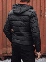 Men's winter quilted jacket with hood black Dstreet