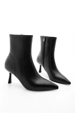 Marjin Women's Heeled Boots Pointed Toe Goblet Heels Casual Classic Boots Heel black.