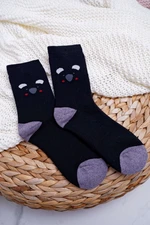 Women's Socks Warm Black with Panda