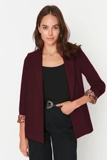 Trendyol Claret Red Regular Leopard Lined Detail Blazer Jacket