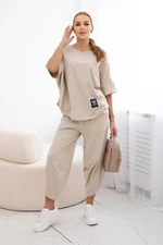 Women's set blouse + trousers - beige