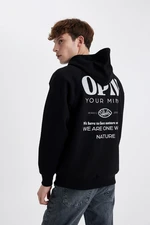 DEFACTO Oversize Wide Pattern Back Printed Hooded Sweatshirt