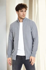 65801 Dewberry Zippered Knitwear Cardigan-DARK GREY