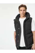 Koton Puffer Vest with Hood and Pocket and Zipper Closure