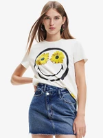 Desigual Margarita Smiley Triko Bílá