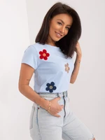 Light blue floral T-shirt BASIC FEEL GOOD