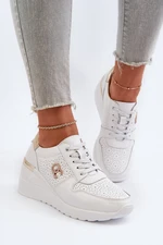 Women's leather wedge sneakers white D&A