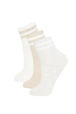 DEFACTO Women's Comfortable Elastic 3-Pack Cotton Ankle Socks